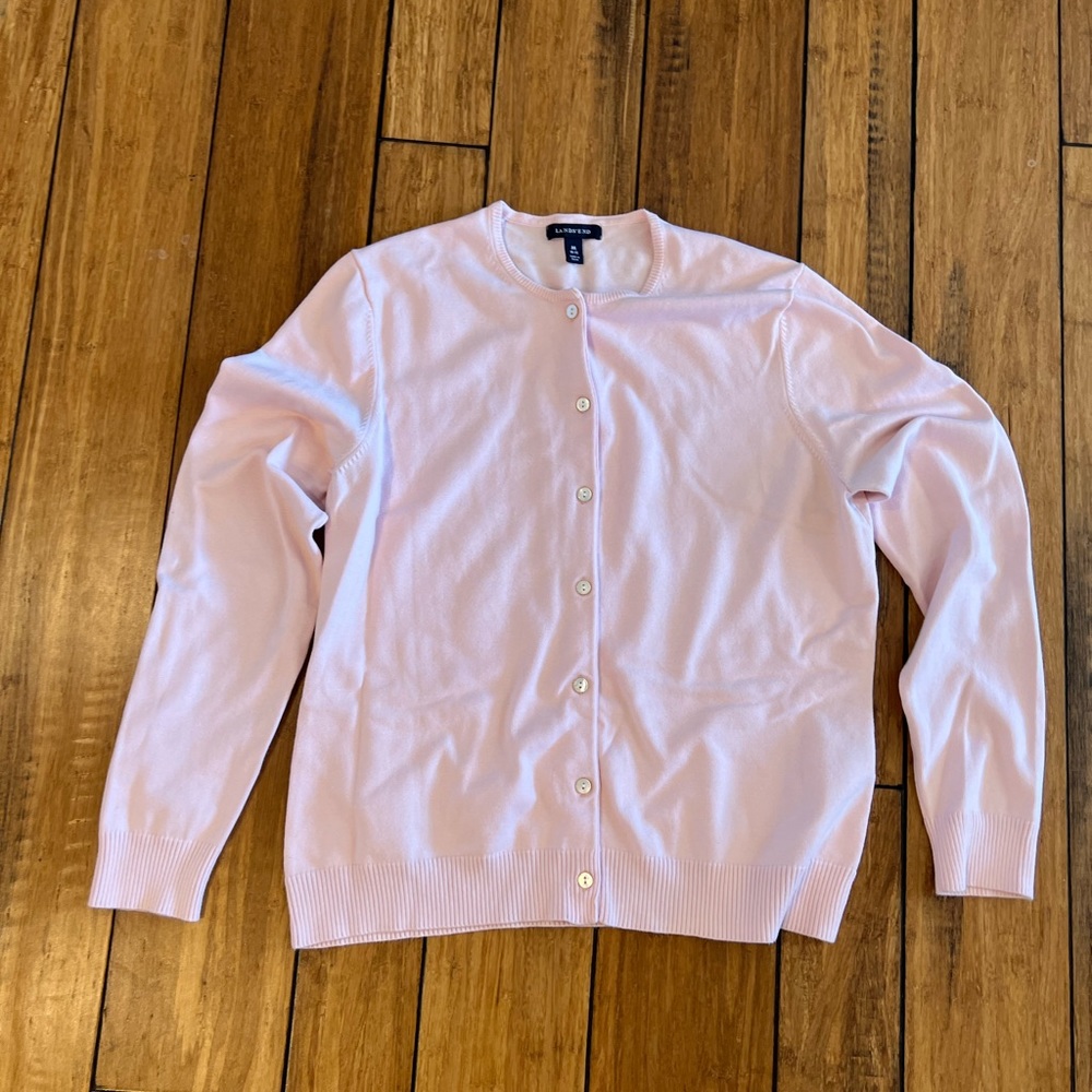 Lands end sweater pink cardigan medium 10/12